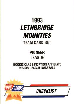1993 Fleer ProCards #4167 Checklist Front