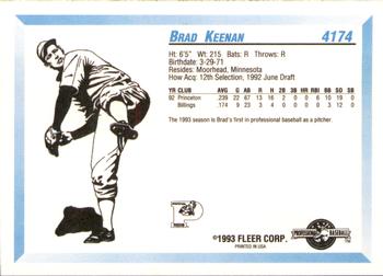 1993 Fleer ProCards #4174 Brad Keenan Back