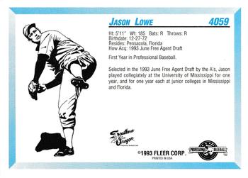 1993 Fleer ProCards #4059 Jason Lowe Back