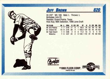 1993 Fleer ProCards #820 Jeff Brown Back