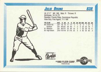 1993 Fleer ProCards #838 Julio Bruno Back