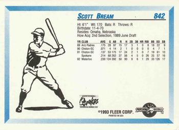 1993 Fleer ProCards #842 Scott Bream Back