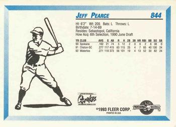 1993 Fleer ProCards #844 Jeff Pearce Back