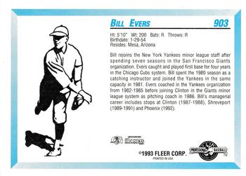 1993 Fleer ProCards #903 Bill Evers Back