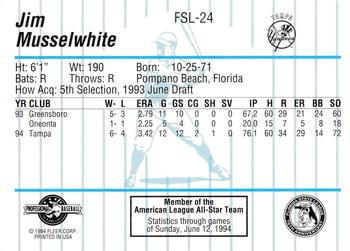 1994 Fleer ProCards Florida State League All-Stars #FSL-24 Jim Musselwhite Back