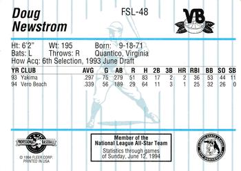 1994 Fleer ProCards Florida State League All-Stars #FSL-48 Doug Newstrom Back