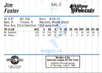 1994 Fleer ProCards South Atlantic League All-Stars #SAL-2 Jim Foster Back