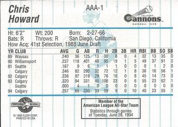 1994 Fleer ProCards Triple A All-Stars #AAA1 Chris Howard Back