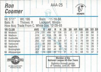 1994 Fleer ProCards Triple A All-Stars #AAA25 Ron Coomer Back
