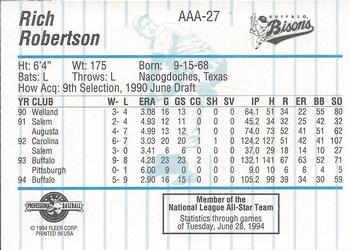 1994 Fleer ProCards Triple A All-Stars #AAA27 Rich Robertson Back