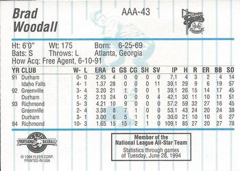 1994 Fleer ProCards Triple A All-Stars #AAA43 Brad Woodall Back