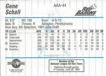 1994 Fleer ProCards Triple A All-Stars #AAA44 Gene Schall Back