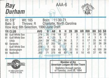 1994 Fleer ProCards Triple A All-Stars #AAA6 Ray Durham Back