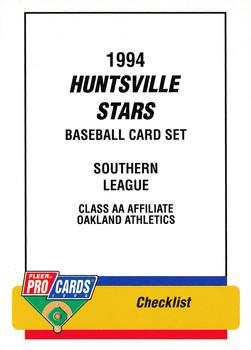 1994 Fleer ProCards #1349 Huntsville Stars Checklist Front