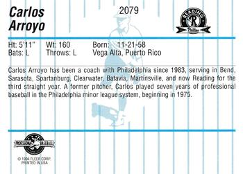 1994 Fleer ProCards #2079 Carlos Arroyo Back