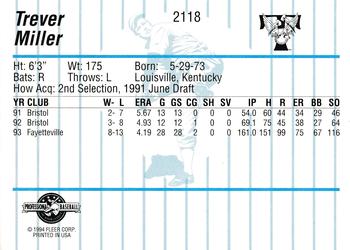 1994 Fleer ProCards #2118 Trever Miller Back