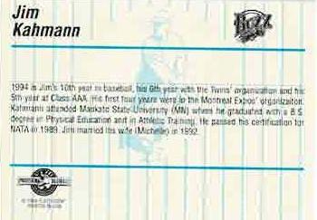 1994 Fleer ProCards #NNO Jim Kahmann Back