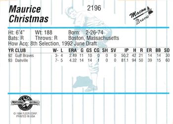 1994 Fleer ProCards #2196 Maurice Christmas Back