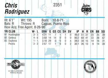 1994 Fleer ProCards #2351 Chris Rodriguez Back