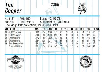 1994 Fleer ProCards #2389 Tim Cooper Back