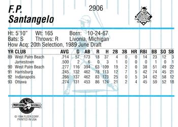 1994 Fleer ProCards #2906 F.P. Santangelo Back