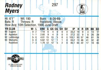 1994 Fleer ProCards #297 Rodney Myers Back