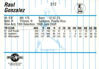 1994 Fleer ProCards #312 Raul Gonzalez Back