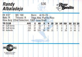 1994 Fleer ProCards #536 Randy Albaladejo Back