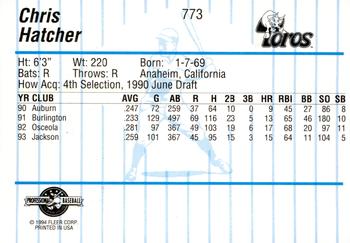 1994 Fleer ProCards #773 Chris Hatcher Back