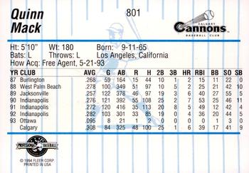 1994 Fleer ProCards #801 Quinn Mack Back