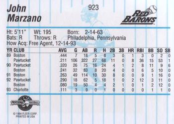 1994 Fleer ProCards #923 John Marzano Back