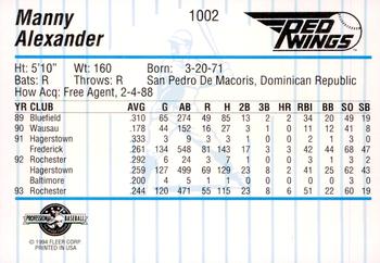 1994 Fleer ProCards #1002 Manny Alexander Back