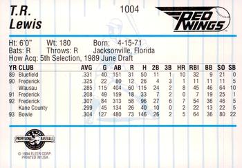 1994 Fleer ProCards #1004 T.R. Lewis Back