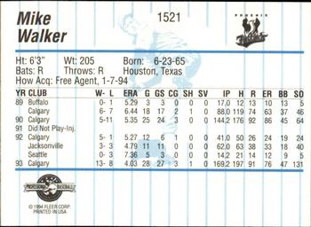 1994 Fleer ProCards #1521 Mike Walker Back