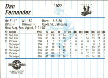 1994 Fleer ProCards #1522 Dan Fernandez Back