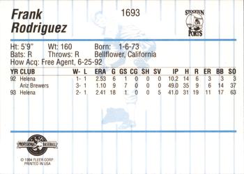 1994 Fleer ProCards #1693 Frank Rodriguez Back