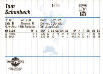 1994 Fleer ProCards #1695 Tom Schenbeck Back