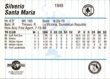 1994 Fleer ProCards #1949 Silverio Santa Maria Back