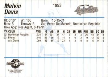 1994 Fleer ProCards #1993 Melvin Davis Back