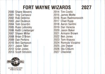 1994 Fleer ProCards #2027 Fort Wayne Wizards Checklist Back
