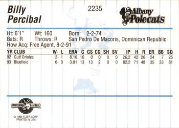 1994 Fleer ProCards #2235 Billy Percibal Back