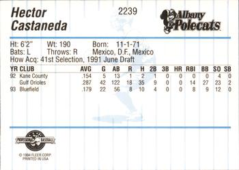1994 Fleer ProCards #2239 Hector Castaneda Back