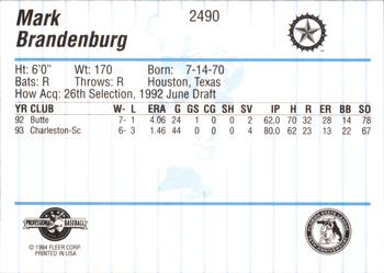 1994 Fleer ProCards #2490 Mark Brandenburg Back