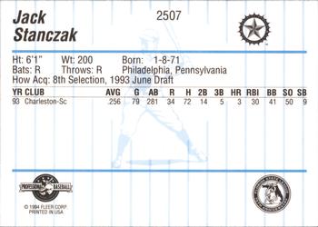 1994 Fleer ProCards #2507 Jack Stanczak Back