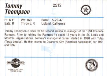 1994 Fleer ProCards #2512 Tommy Thompson Back