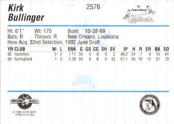 1994 Fleer ProCards #2576 Kirk Bullinger Back