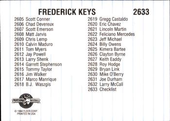 1994 Fleer ProCards #2633 Frederick Keys Checklist Back