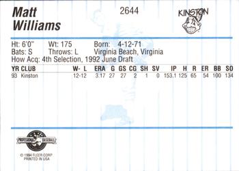 1994 Fleer ProCards #2644 Matt Williams Back