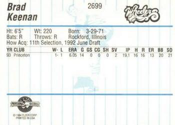 1994 Fleer ProCards #2699 Brad Keenan Back