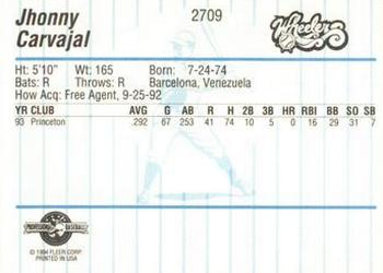 1994 Fleer ProCards #2709 Jhonny Carvajal Back